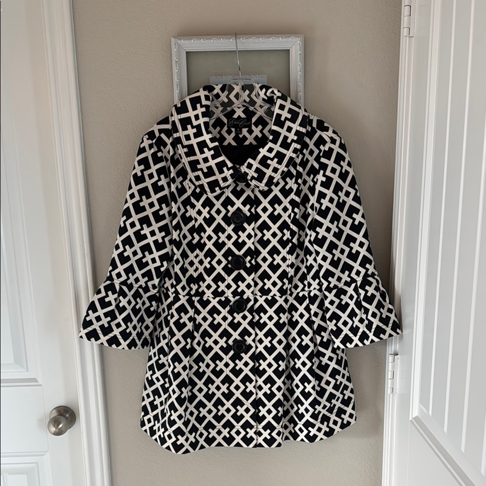Stylish Black and White Pea Coat